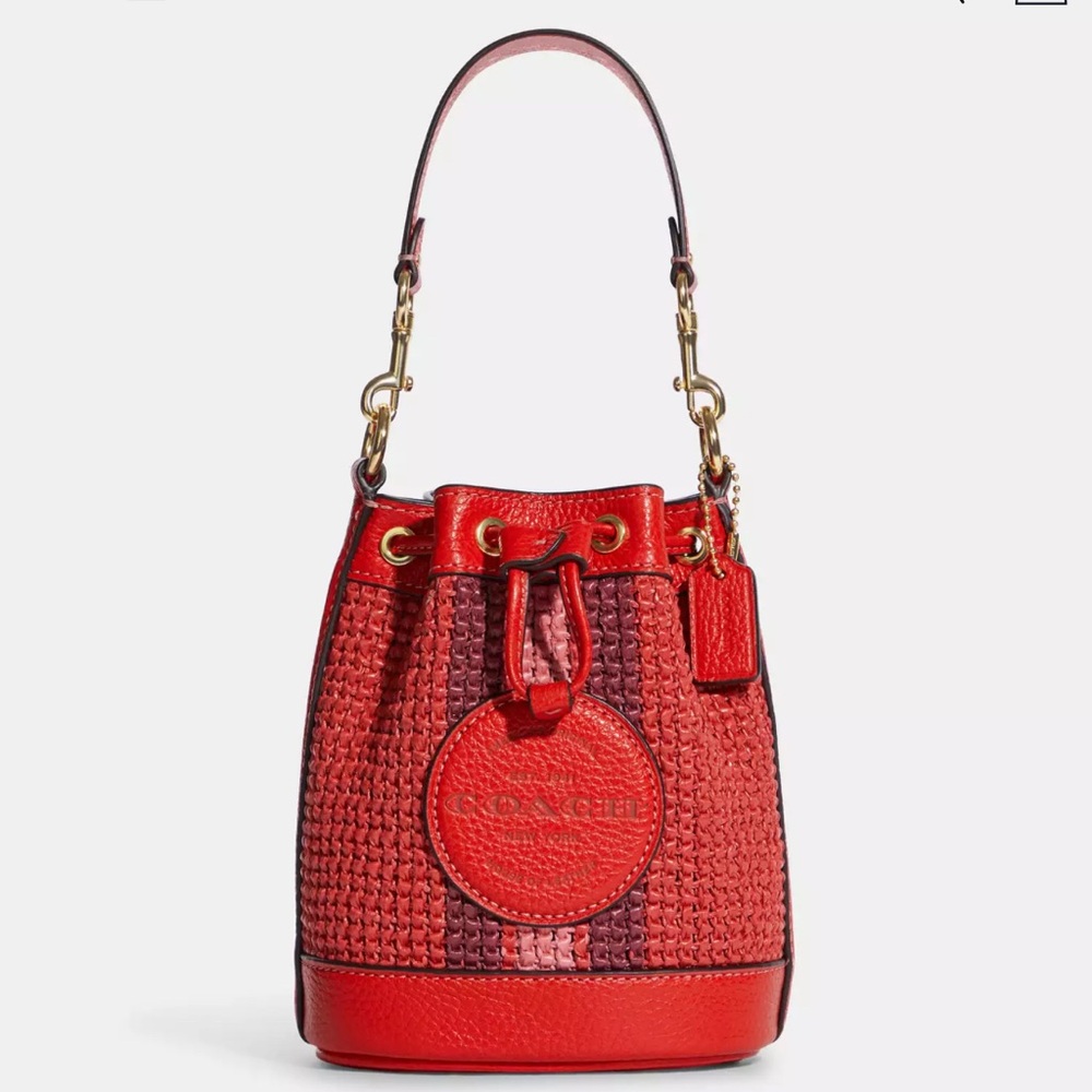 Coach Red Woven Bucket Bag